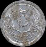 Jeton de 5 centimes 1921-1924 des Chambres de Commerce de l'H�rault (34 - D�partement) - revers