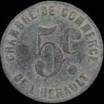 Jeton de 5 centimes de la Chambre de Commerce de l'H�rault (34 - D�partement) - revers