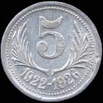 Jeton de 5 centimes 1922-1926 des Chambres de Commerce de l'Hérault (34 - Département) - revers