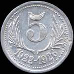 Jeton de 5 centimes 1922-1926 des Chambres de Commerce de l'H�rault (34 - D�partement) - revers
