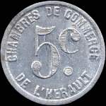Jeton de 5 centimes en aluminium des Chambres de Commerce de l'Hérault (34 - Département) - revers