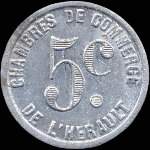 Jeton de 5 centimes en aluminium des Chambres de Commerce de l'H�rault (34 - D�partement) - revers