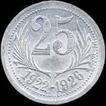 Jeton de 25 centimes 1922-1926 des Chambres de Commerce de l'Hérault (34 - Département) - revers