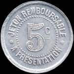 Jeton de 5 centimes 1921 du Syndicat de l'Alimentation en Gros de l'Hérault (34 - Département) - revers
