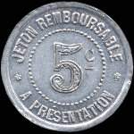 Jeton de 5 centimes 1922 sans accent sur presentation du Syndicat de l'Alimentation en Gros de l'Hérault (34 - Département) - revers