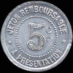 Jeton de 5 centimes 1922 avec accent sur pr�sentation du Syndicat de l'Alimentation en Gros de l'H�rault (34 - D�partement) - revers