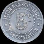 Jeton de 5 centimes 1922 du Syndicat de l'Alimentation en Gros de l'Héraut (34 - Département) - revers