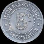 Jeton de 5 centimes 1922 du Syndicat de l'Alimentation en Gros de l'H�raut (34 - D�partement) - revers