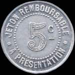 Jeton de 5 centimes 1923 du Syndicat de l'Alimentation en Gros de l'Hérault (34 - Département) - revers