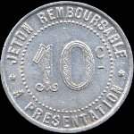 Jeton de 10 centimes 1921 du Syndicat de l'Alimentation en Gros de l'H�rault (34 - D�partement) - revers