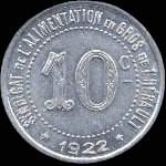Jeton de 10 centimes 1922 du Syndicat de l'Alimentation en Gros de l'Hérault (34 - Département) - avers