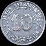 Jeton de 10 centimes 1922 du Syndicat de l'Alimentation en Gros de l'Hérault (34 - Département) - revers
