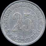 Jeton de 25 centimes 1921 du Syndicat de l'Alimentation en Gros de l'Hérault (34 - Département) - revers