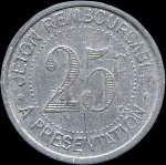 Jeton de 25 centimes 1921 du Syndicat de l'Alimentation en Gros de l'H�rault (34 - D�partement) - revers