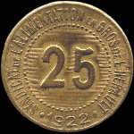 Jeton de 25 centimes 1922 du Syndicat de l'Alimentation en Gros de l'Hérault (34 - Département) - avers