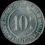 Jeton de 10 francs de la Soci�t� Coop�rative des Usines de Senelle � Herserange (54440 - Meurthe-et-Moselle) - avers