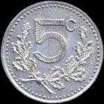 Jeton de 5 centimes 1921 de l'Union Commerciale d'Hirson (02500 - Aisne) - revers