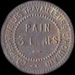 Jeton de Pain 3 livres de la Coop�rative des Travailleurs d'Houdain (62150 - Pas-de-Calais) - avers