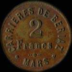 Jeton de 2 francs �mis par les Carri�res de Beriaz � Injoux-G�nissiat (01200 - Ain) - avers