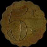 Jeton de 5 francs �mis par La Plage de l'Isle-Adam � L'Isle-Adam (95290 - Val d'Oise) - revers