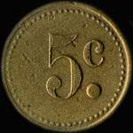 Jeton de 5 centimes du Mess Sous-Officiers du 1er bataillon du 37e r�giment d'Infanterie - revers