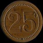 Jeton de 25 centimes avec �toile du 53e R�giment d'Infanterie - revers