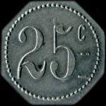 Jeton de nécessité de 25 centimes émis par la Cantine Hiernard du 60e d'Infanterie à Besançon (25000 - Doubs) - revers