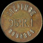 Jeton de Consigne 1 franc de Crépinge - 95e R.I. - Bourges - avers