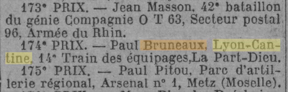 Le Journal du 19 juillet 1923 nous apprend que le cantinier Bruneaux du 14e escadron du Train des Equipages a gagn� un rasoir Gilette au concours des Aviateurs