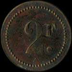 Jeton de 2 francs �mis par le Cercle des Sous-Officiers du 31e Bataillon de Chasseurs � Pied - revers