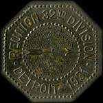 Jeton de nécessité commémoratif de 1 franc émis par la 32e division d'Infanterie américaine à Détroit en 1931 - revers