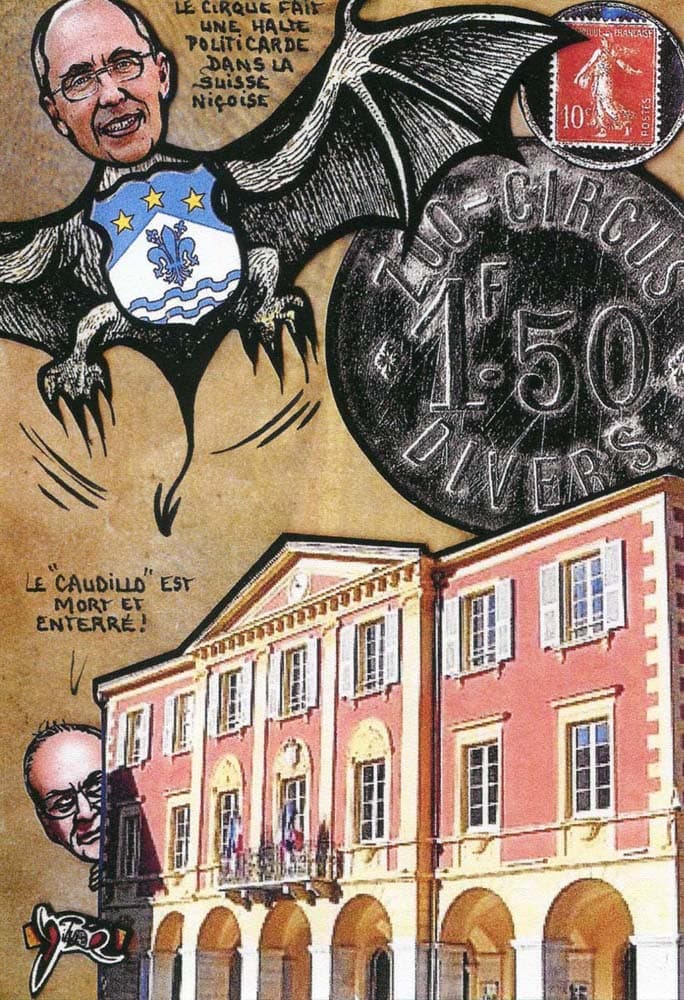 Exemple o2 de carte postale sign�e Jacques Lardie dit Jihel ou JL utilisant le jeton de n�cessit� Zoo Circus comme illustration