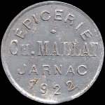 Jeton de 25 centimes 1922 �mis par l'Epicerie Ch.Mallat � Jarnac (16200 - Charente) - avers