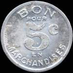Jeton de 5 centimes 1922 �mis par Mercerie & Tissus E.Jallon � Jarnac (16200 - Charente) - revers