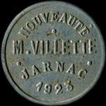 Jeton de 50 centimes 1923 �mis par Nouveaut� - M.Villette � Jarnac (16200 - Charente) - avers