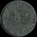 Jeton de 5 centimes 1917 �mis par l'Union des Commer�ants � Jonzac (17500 - Charente-Maritime) - revers