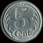 Jeton de 5 centimes 1922 �mis par la Chambre de Commerce des Landes (40 - D�partement) - revers