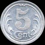 Jeton de 5 centimes 1921 �mis par la Chambre de Commerce des Landes (40 - D�partement) - revers