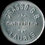 Jeton de 1 franc �mis par Grasso G. B. - cantinier - Lauris (84360 - Vaucluse) - avers