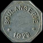 Jeton Boulangerie - 1922 �mis par la Coop�rative des Employ�s & Ouvriers des Mines de Li�vin (62800 - Pas-de-Calais) - revers