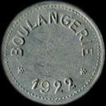 Jeton Boulangerie - 1922 �mis par la Coop�rative des Employ�s & Ouvriers des Mines de Li�vin (62800 - Pas-de-Calais) - revers
