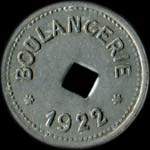 Jeton Boulangerie - 1922 �mis par la Coop�rative des Employ�s & Ouvriers des Mines de Li�vin (62800 - Pas-de-Calais) - revers