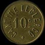 Jeton de n�cessit� de 10 centimes �mis par la Cantine Leclercq bas�e dans la Caserne Kl�ber � Lille (59000 - Nord) - revers