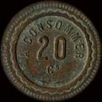 Jeton de 20 centimes �mis par les Automatiques - 7, Rue d'Amiens � Lille (59000 - Nord) - revers