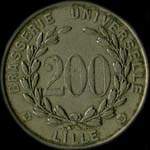 Jeton de 200 centimes �mis par la Brasserie Universelle � Lille (59000 - Nord) - avers