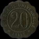 Jeton de 20 centimes �mis par la Brasserie Universelle � Lille (59000 - Nord) - avers