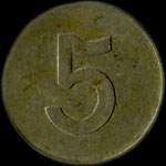 Jeton de 5 centimes �mis par le Caf� Bellevue � Lille (59000 - Nord) - revers