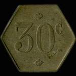 Jeton de 30 centimes �mis par le Caf� Bellevue � Lille (59000 - Nord) - revers