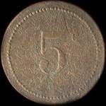 Jeton de 5 centimes �mis par le Caf� de la Paix � Lille (59000 - Nord) - revers