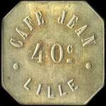 Jeton de 40 centimes �mis par le Caf� Jean � Lille (59000 - Nord) - avers